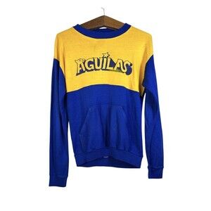 Vtg Rare Club America Mexican Soccer League Mens Blue Yellow Sweatshirt 70s 80s